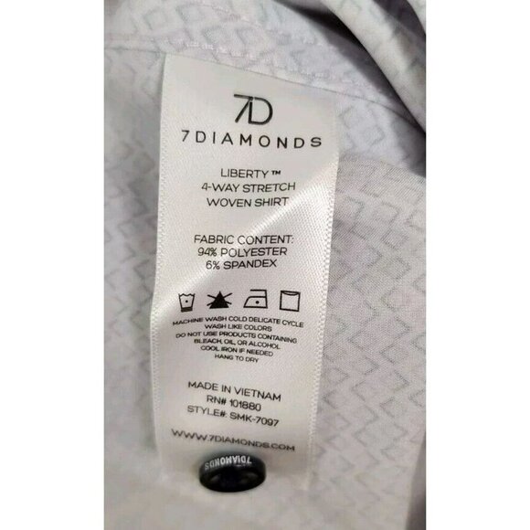 7 Diamonds Mens Small Shirt Geometric Pink Blue Liberty 4 Way Stretch Woven NWT - Picture 6 of 6
